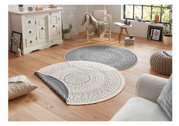 Covor adecvat pentru exterior NORTHRUGS Porto, Ø 140 cm, gri-crem