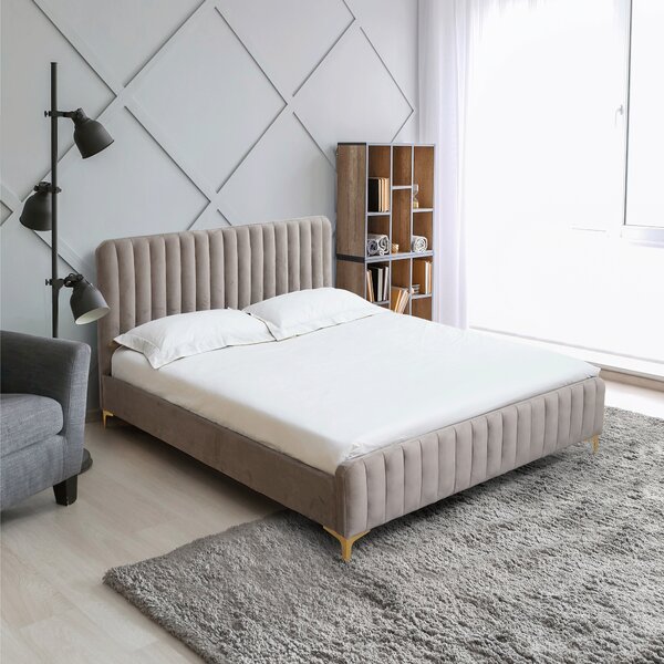 KONDELA Pat, gri maro Taupe/gold crom auriu mat, 140x200, KAISA