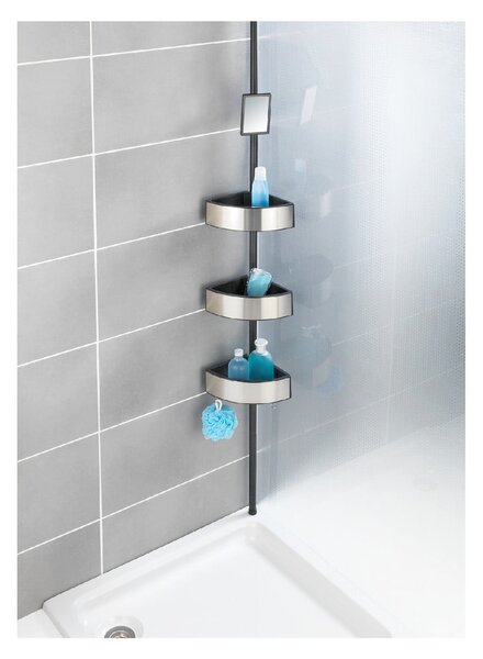 Raft telescopic pentru duș Wenko Prea Silver/Black, 27 x 20 cm