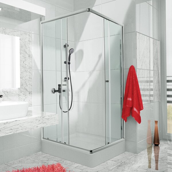 Invena Parla cabină de duș 90x90 cm pătrat crom luciu/sticlă transparentă AK-48-195