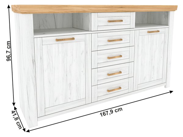 KONDELA Scrin E, stejar craft auriu / stejar craft alb, SUDBURY