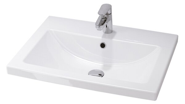 Lavoar baie suspendat alb lucios 60 cm, dreptunghiular, Cersanit Como 600x450 mm