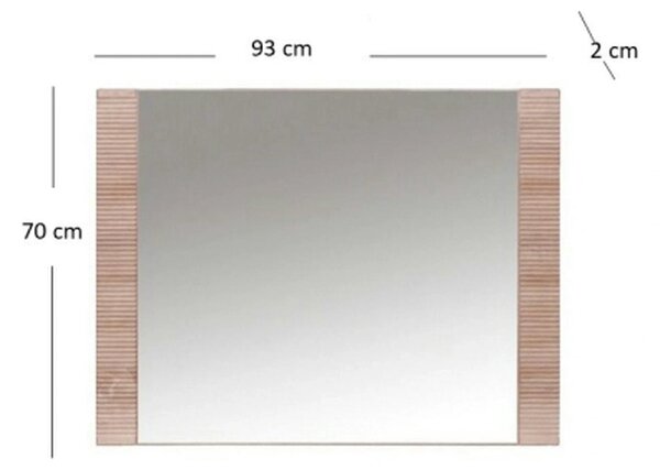 Oglinda GRESS, PAL laminat/margine PVC, stejar sonoma, 93×2×70 cm