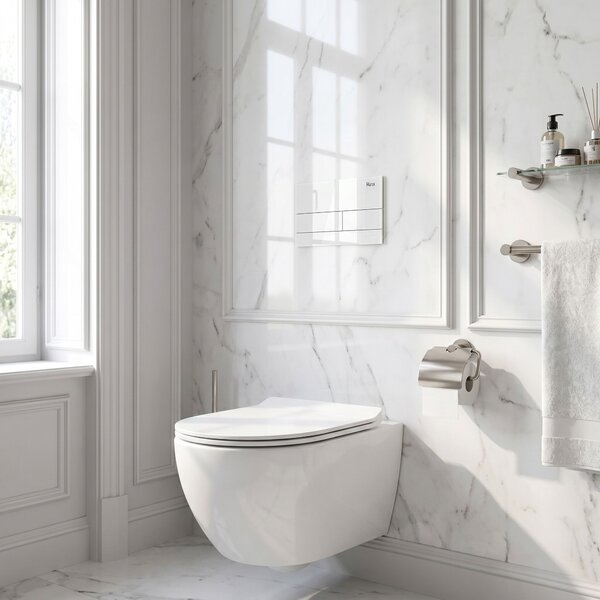 Set Cadru Îngropat Slim 024N pentru WC cu Buton T White Glass