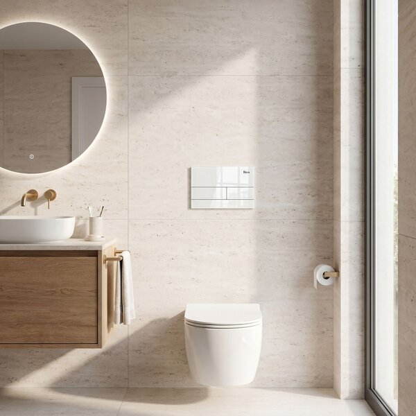 Set Cadru Îngropat Slim 024N pentru WC cu Buton T White Glass