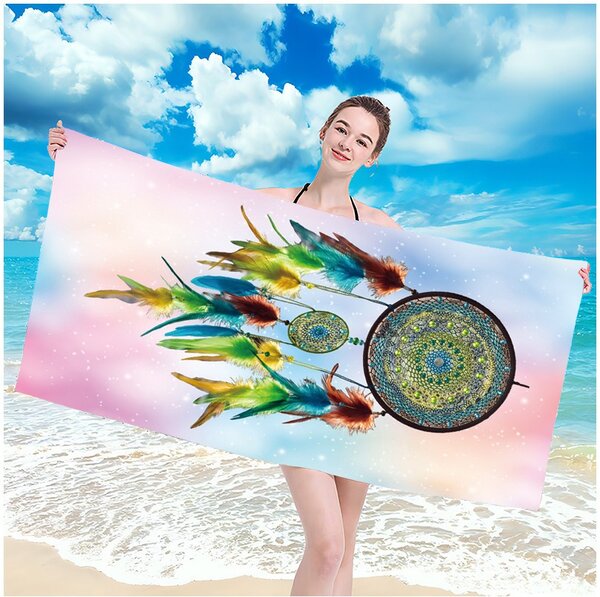 Prosop de plajă cu model dream catcher colorat, 100 x 180 cm