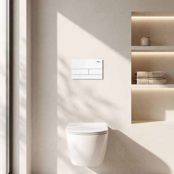 Set Cadru Îngropat Slim 024N pentru WC cu Buton T White Glass