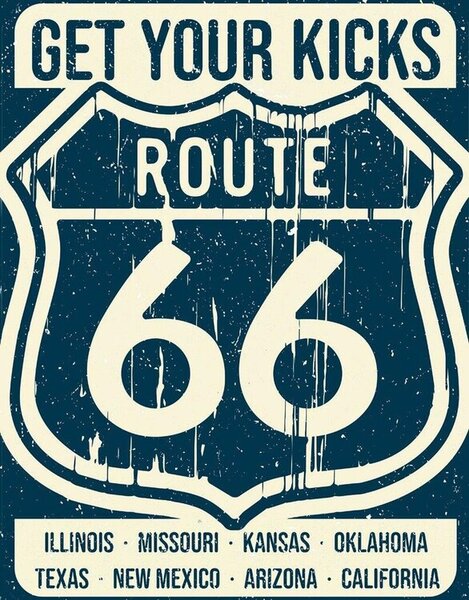 Placă metalică Route 66 - States, ( x cm)