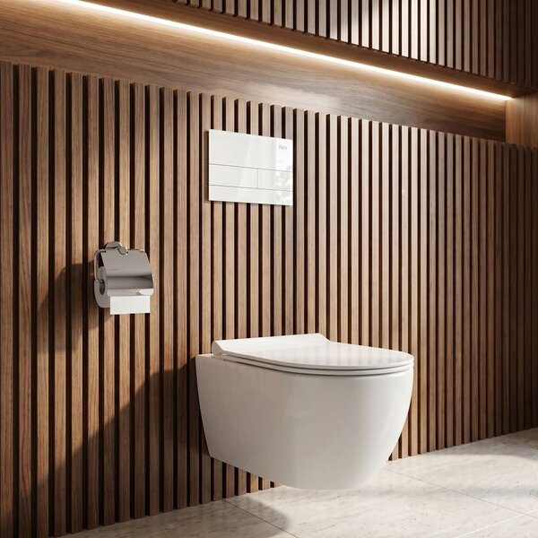 Set Cadru Îngropat Slim 024N pentru WC cu Buton T White Glass