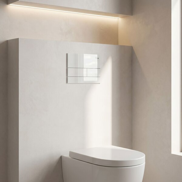 Set Cadru Îngropat Slim 024N pentru WC cu Buton T White Glass