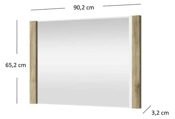 Oglinda DOORSET 90, PAL laminat, stejar navarra, 90×3×65 cm