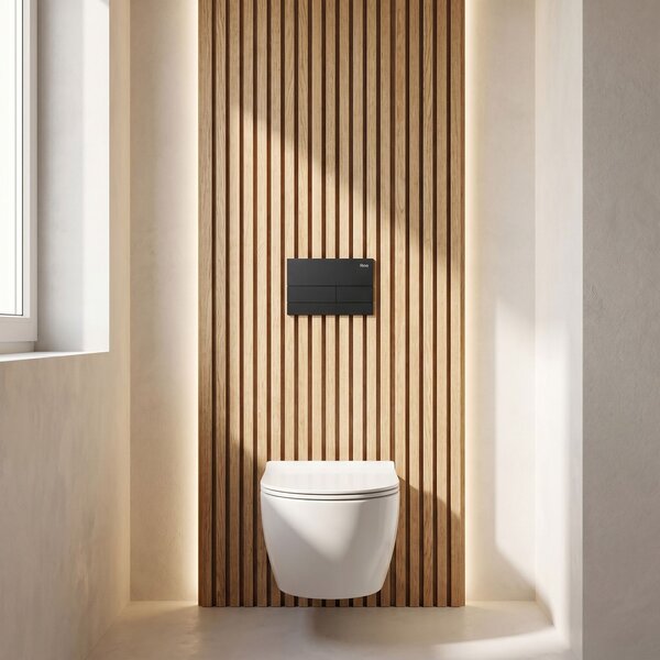Set Cadru Îngropat Slim 024N pentru WC cu Buton T Black Matt