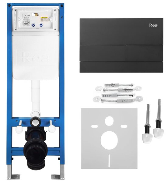 Set Cadru Îngropat Slim 024N pentru WC cu Buton T Black Matt