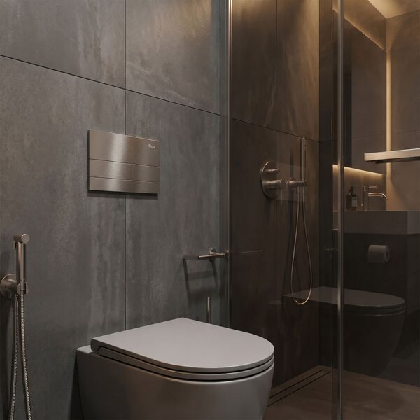 Set Cadru Îngropat Slim 024N pentru WC cu Buton T Brush Steel