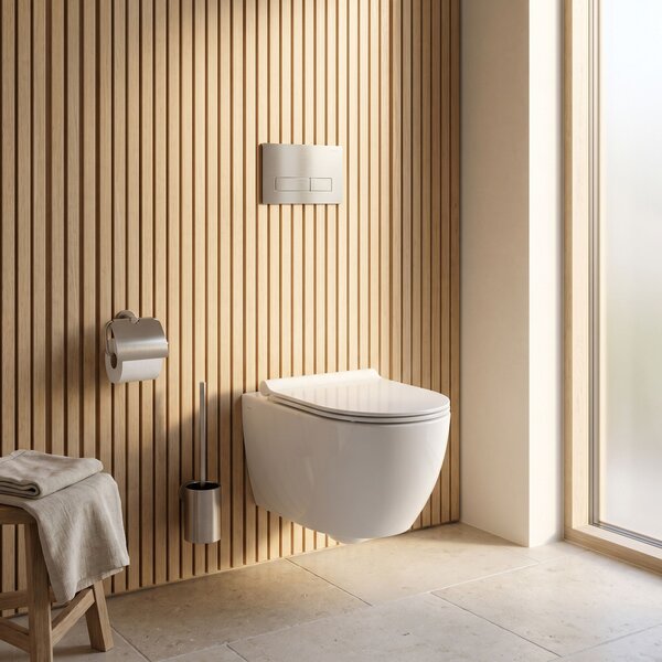 Set Cadru Îngropat Slim 024N pentru WC cu Buton T Brush Steel