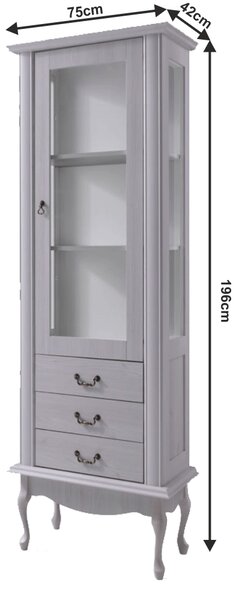 KONDELA Vitrină DA4, pin alb, VILAR