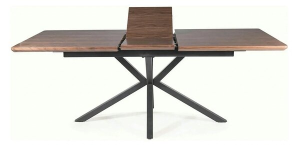 Masa extensibila LOGAN, MDF/furnir/metal, nuc/negru mat, 160-200×90×75 cm