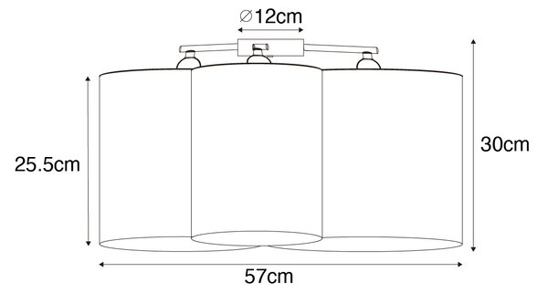 Plafoniera neagră cu interior auriu 3 lumini - Multidrum