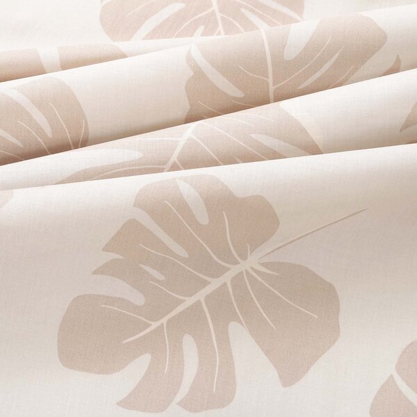 Goldea față de masă 100% bumbac - frunze tropicale pe bej - ovală 120 x 160 cm