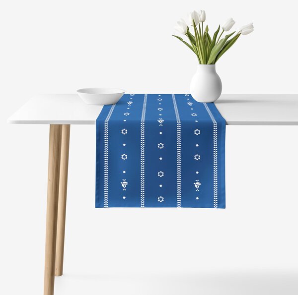 Goldea napron de masă 100% bumbac - folclor albastru 20x120 cm