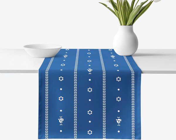 Goldea napron de masă 100% bumbac - folclor albastru 20x120 cm
