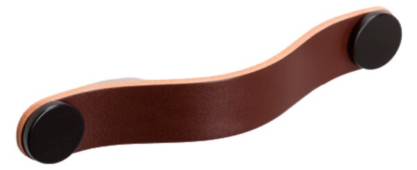 Maner Flexa din piele maro pentru mobilier, cu ornament negru, L:150 mm