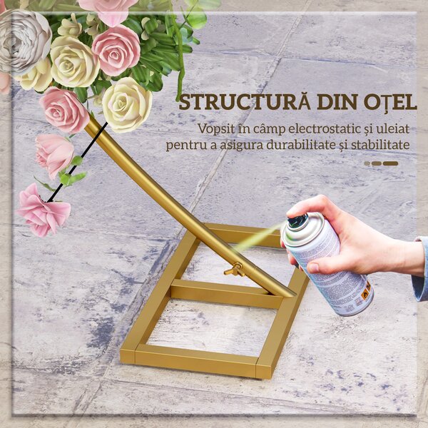 Outsunny Arc Auriu din Oțel – Suport pentru Baloane și Plante Cățărătoare pentru Ceremonii, Evenimente și Zile de Naștere | Aosom Romania
