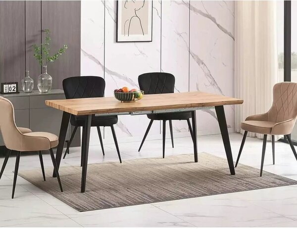 Masa extensibila FRESNO, stejar/negru, 150/210x90x76 cm