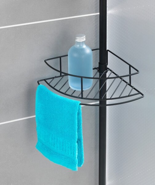Raft telescopic de colț pentru cabina de duș Wenko Dolcedo, 23 x 31 cm, negru