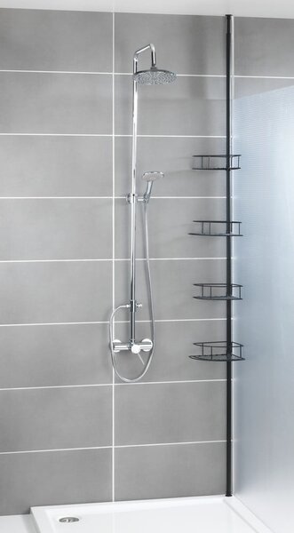 Raft telescopic de colț pentru cabina de duș Wenko Dolcedo, 23 x 31 cm, negru