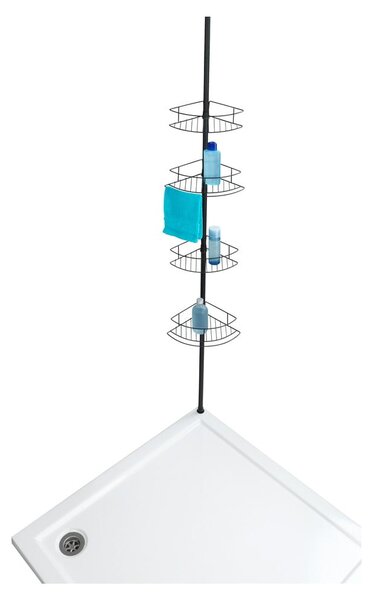 Raft telescopic de colț pentru cabina de duș Wenko Dolcedo, 23 x 31 cm, negru