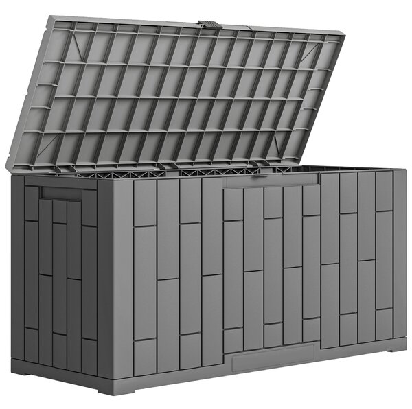 Outsunny Ladă de Depozitare pentru Grădină 227L din Rășină Rezistentă la Apă și UV cu Închidere, 106,5x43x54,5 cm, Gri | Aosom Romania