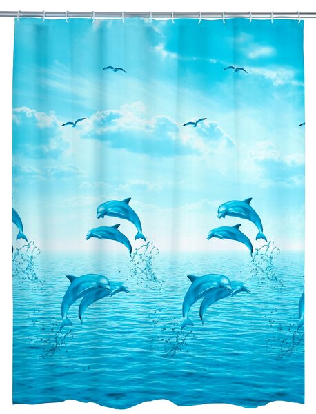 Perdea dus din PEVA, Dolphin Albastru, 180 x 200 cm