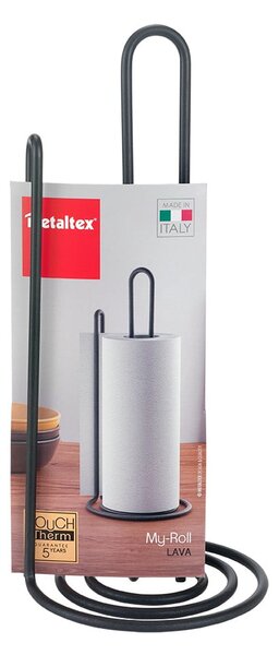 Suport pentru prosoape de bucătărie Metaltex My Roll Lava, negru