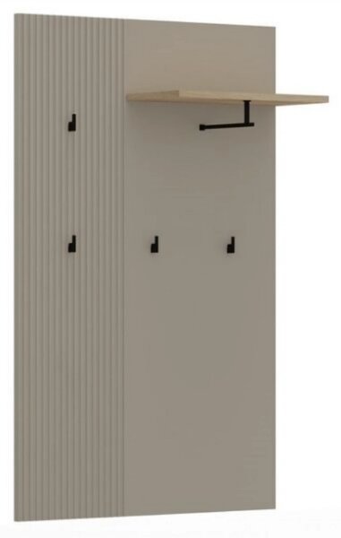 Cuier de perete hol DOMINICA, PAL laminat, grej/stejar silverjack, 85×26×133 cm