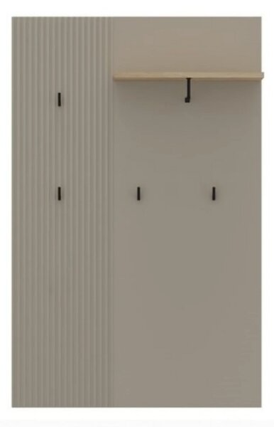 Cuier de perete hol DOMINICA, PAL laminat, grej/stejar silverjack, 85×26×133 cm
