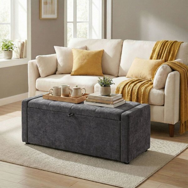 HOMCOM Pouf, taburet, suport pentru picioare, ladă depozitare, design modern | Aosom Romania