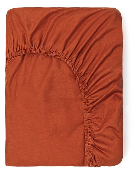 Cearșaf elastic din bumbac Good Morning, 180 x 200 cm, portocaliu închis