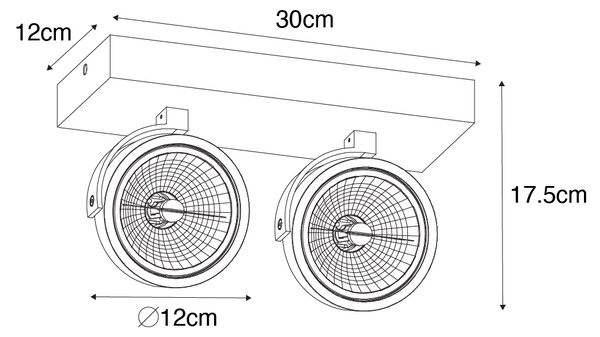Proiector de design gri reglabil cu 2 lumini - Go