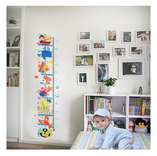 Autocolant pentru copii de tip metru pentru ușă/pentru perete 25x170 cm Sea Animals – Ambiance