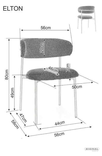 Scaun ELTON, bej - Brego 34, stofa clasica/metal, 56x46x80 cm