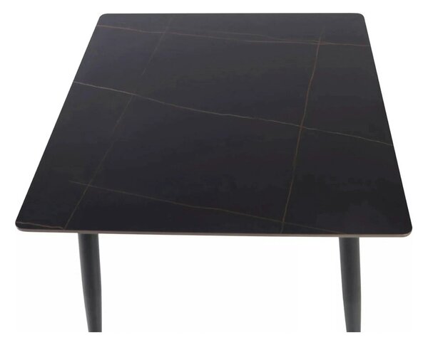 Masa RION, negru cu efect de marmura, ceramica/metal, 160x90x76 cm