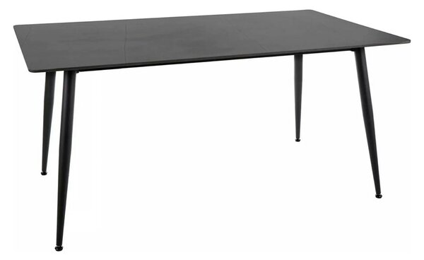 Masa RION, negru cu efect de marmura, ceramica/metal, 160x90x76 cm