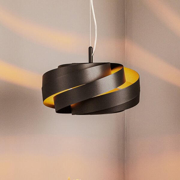Domiluce Lampă suspendată Vento, negru, Ø 40 cm, metal, E27, reglabil, Negru, Camera de zi / sufragerie, Metal, Modern