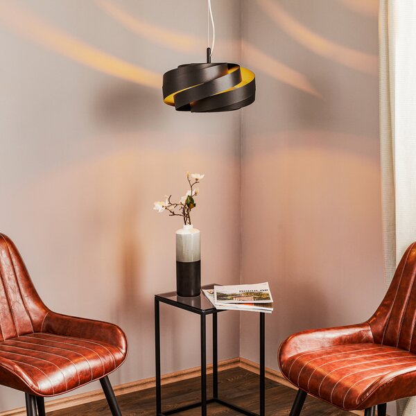 Domiluce Lampă suspendată Vento, negru, Ø 40 cm, metal, E27, reglabil, Negru, Camera de zi / sufragerie, Metal, Modern