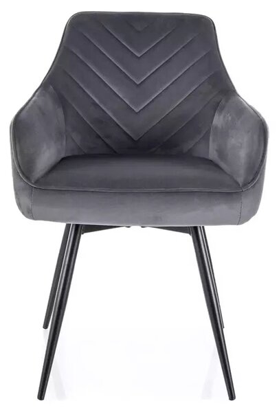 Scaun SERVIO, gri - Bluvel 14, stofa catifelata/metal, 55x58x88 cm