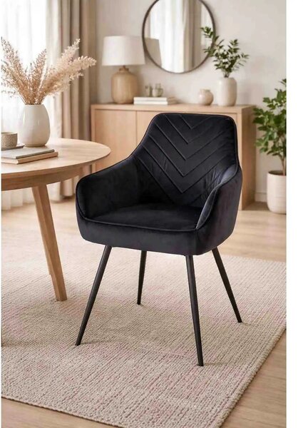 Scaun SERVIO, negru - Bluvel 19, stofa catifelata/metal, 55x58x88 cm