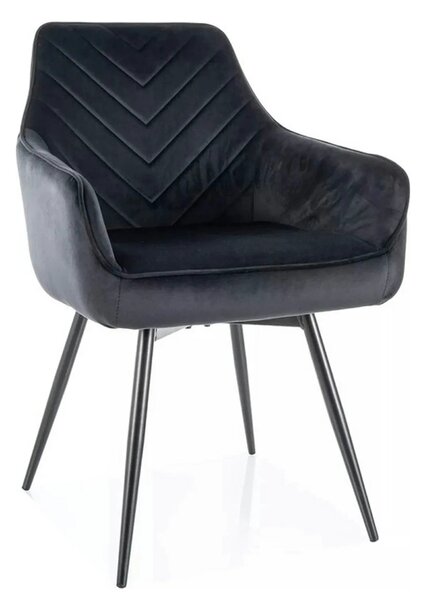 Scaun SERVIO, negru - Bluvel 19, stofa catifelata/metal, 55x58x88 cm