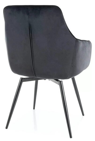 Scaun SERVIO, negru - Bluvel 19, stofa catifelata/metal, 55x58x88 cm
