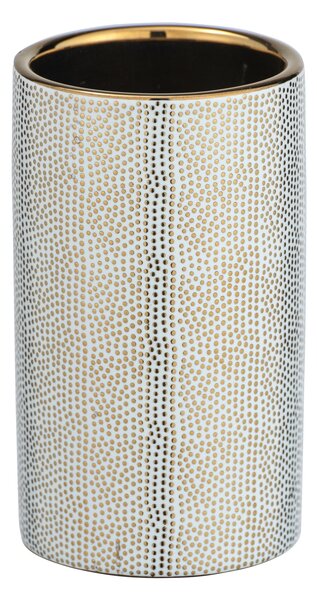 Pahar pentru periuta de dinti, din ceramica Nuria Auriu / Alb, Ø6,5xH10,7 cm
